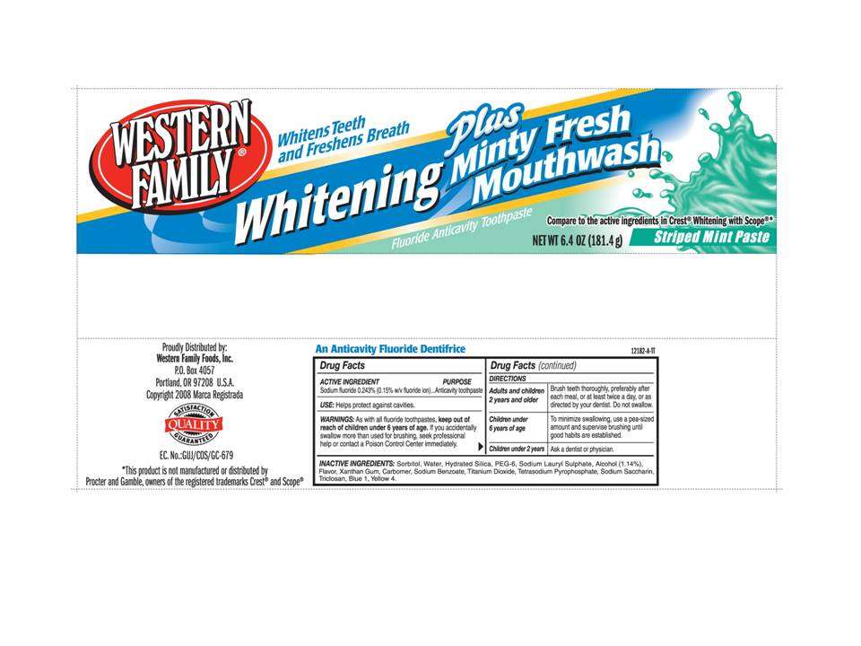 Western Family Whitening Plus Minty Fresh Mouthwash Anticavity